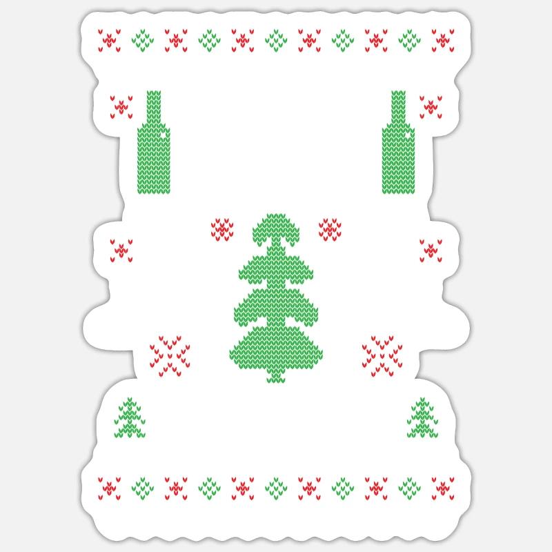 Boire laide pull cristmas - Sticker taille S (10 x 10 cm) - blanc mat