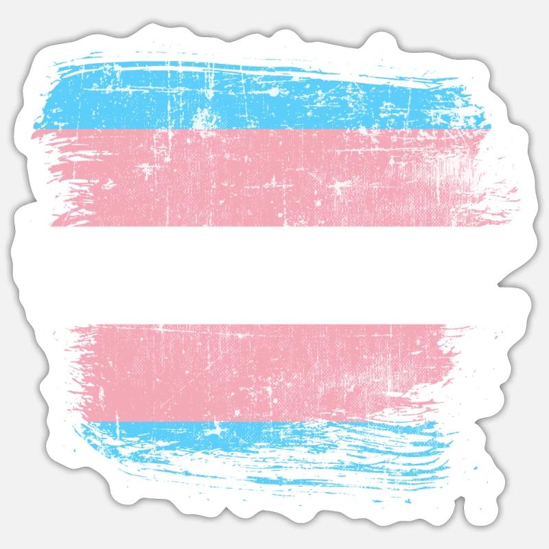 Drapeau transgenre - Sticker taille S (10 x 10 cm) - blanc mat