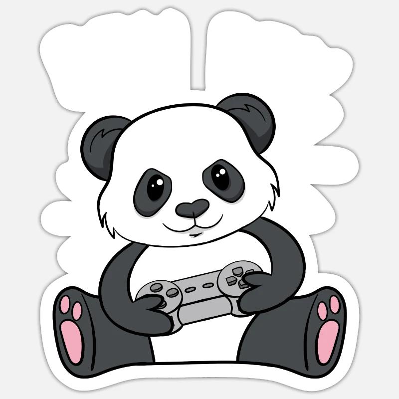 Pew Pew Panda - Sticker Größe S (10 x 10 cm) - Mattweiß
