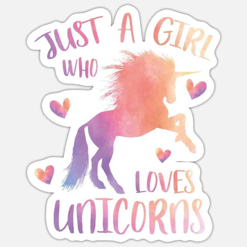 Nur ein Mädchen, das Einhörner liebt Sticker Größe S (10 x 10 cm)