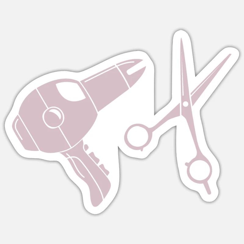 coiffeur - Sticker taille S (10 x 10 cm) - blanc mat