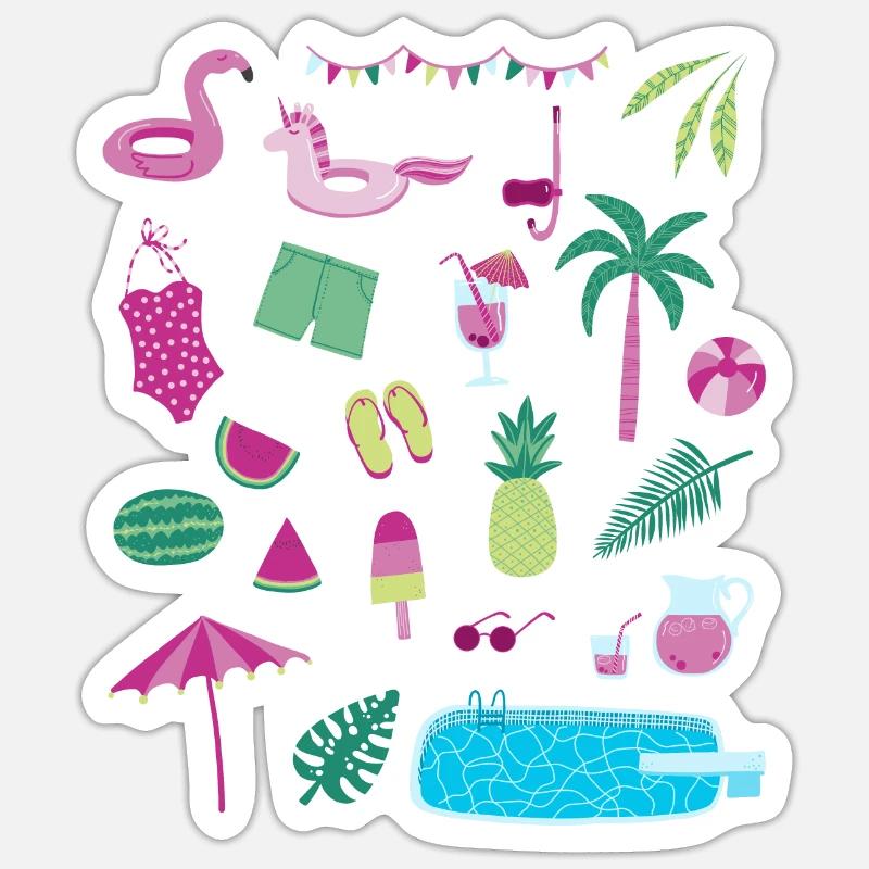 Pool Party - Sticker size S (10 x 10 cm) - white matte