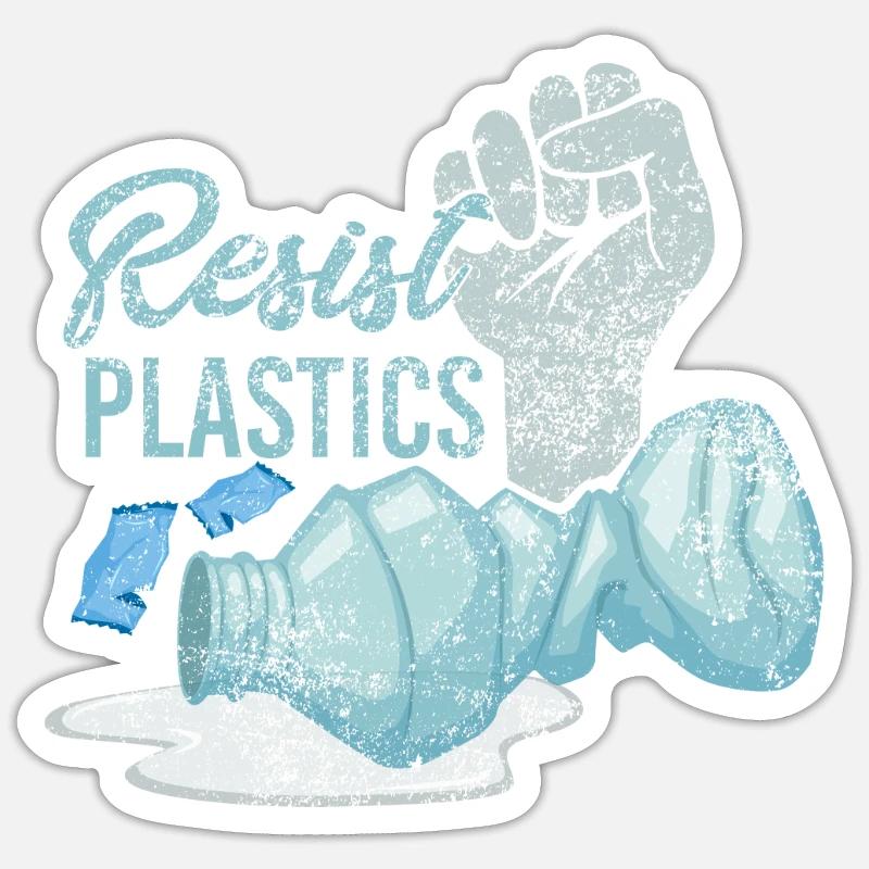 Résist Plastics Zéro déchet en plastique sans plastique Spr - Sticker taille S (10 x 10 cm) - blanc mat