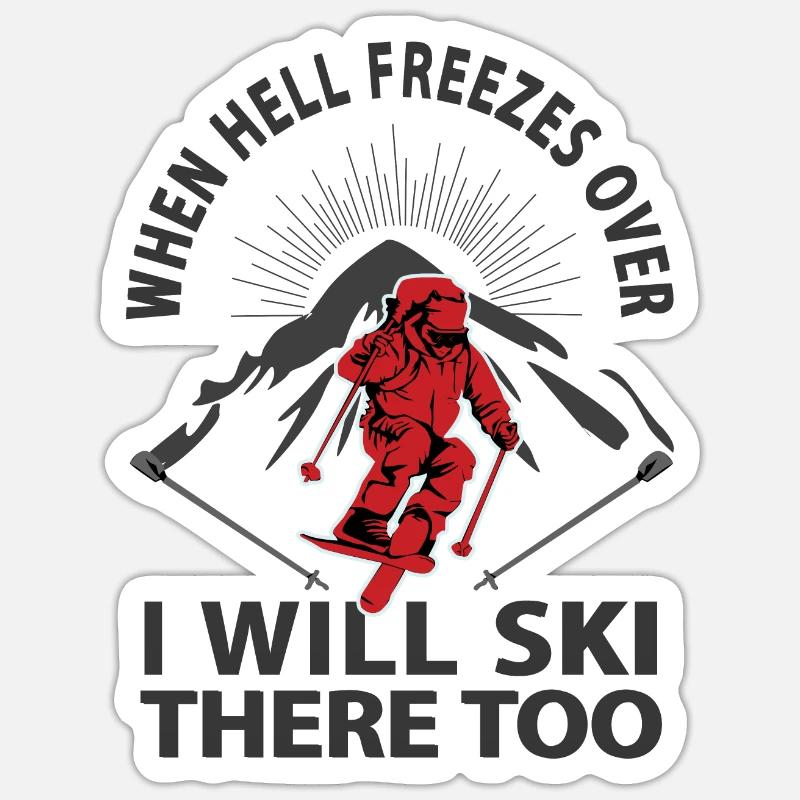 Hell skiing funny Sticker size S (10 x 10 cm)