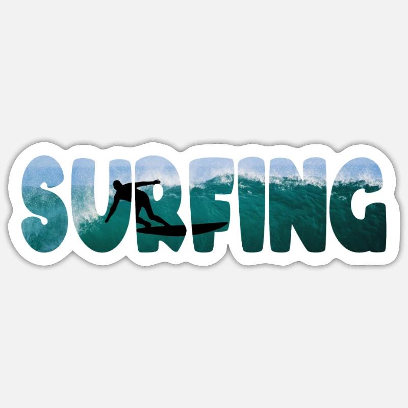 Surf surf surf surf surf - Sticker taille S (10 x 10 cm) - blanc mat