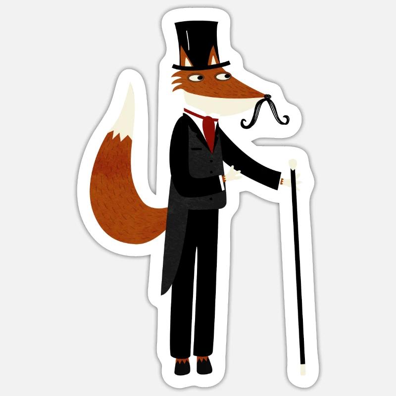 Sir Fox se promène - Sticker taille S (10 x 10 cm) - blanc mat