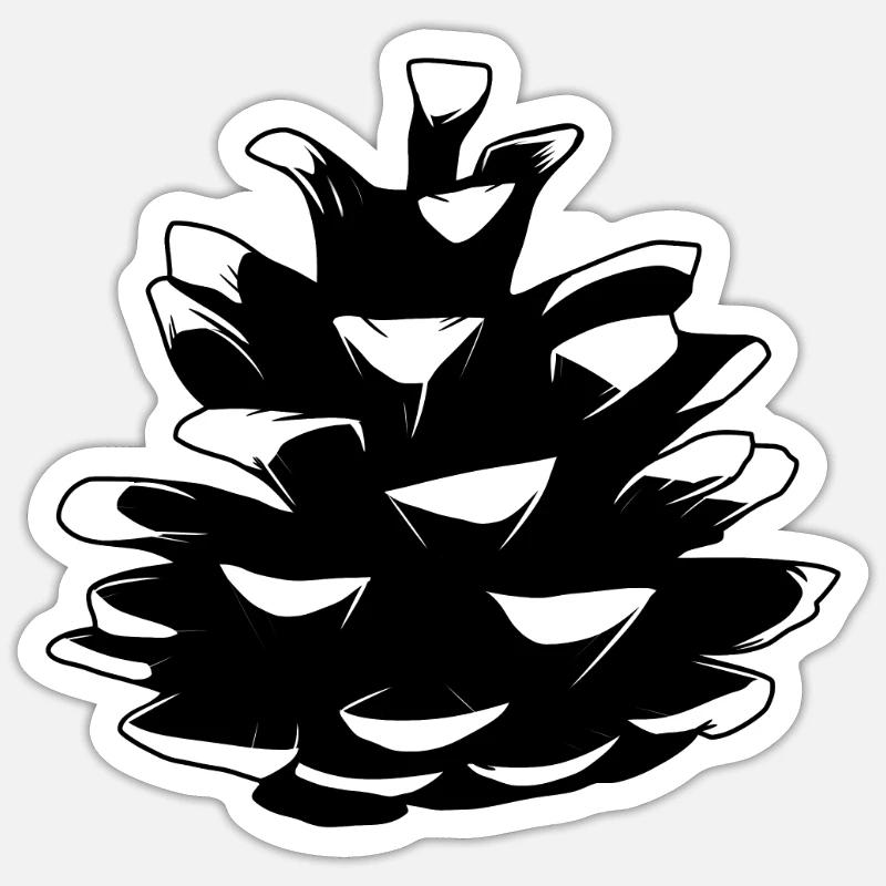 Pine pine cones Pine cones Forest Natural tree - Sticker size S (10 x 10 cm) - white matte