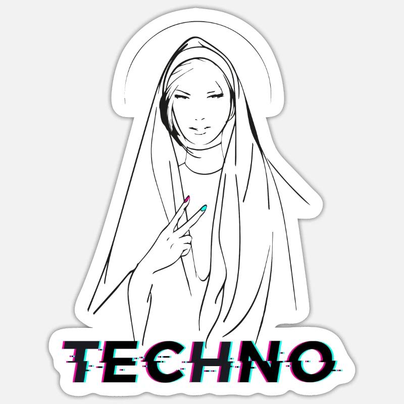 Techno Nonne - Dark Techno, Dark Minimal Techno Sticker taille S (10 x 10 cm)