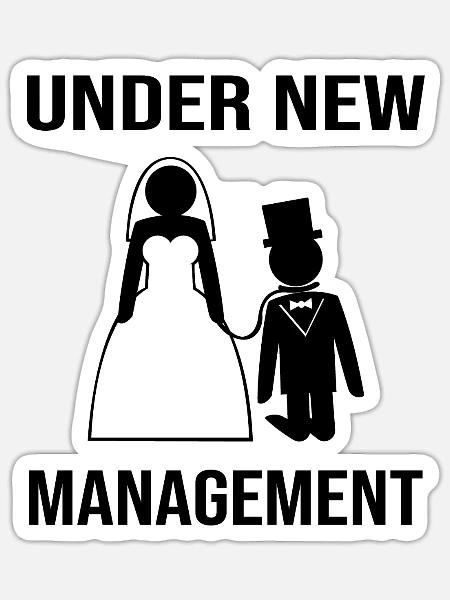 Junggeselle Neues Management - Sticker Größe S (10 x 10 cm) - Mattweiß