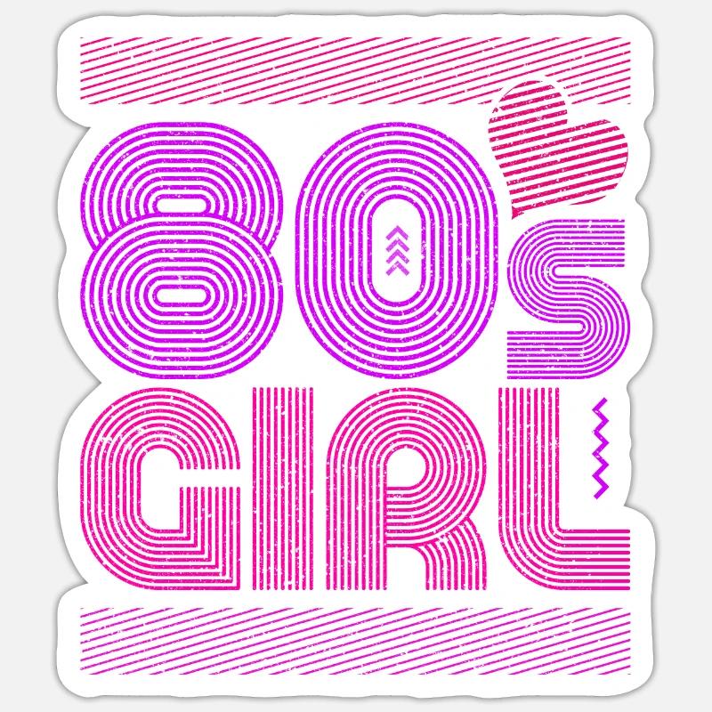 80er Mädchen - Sticker Größe S (10 x 10 cm) - Mattweiß