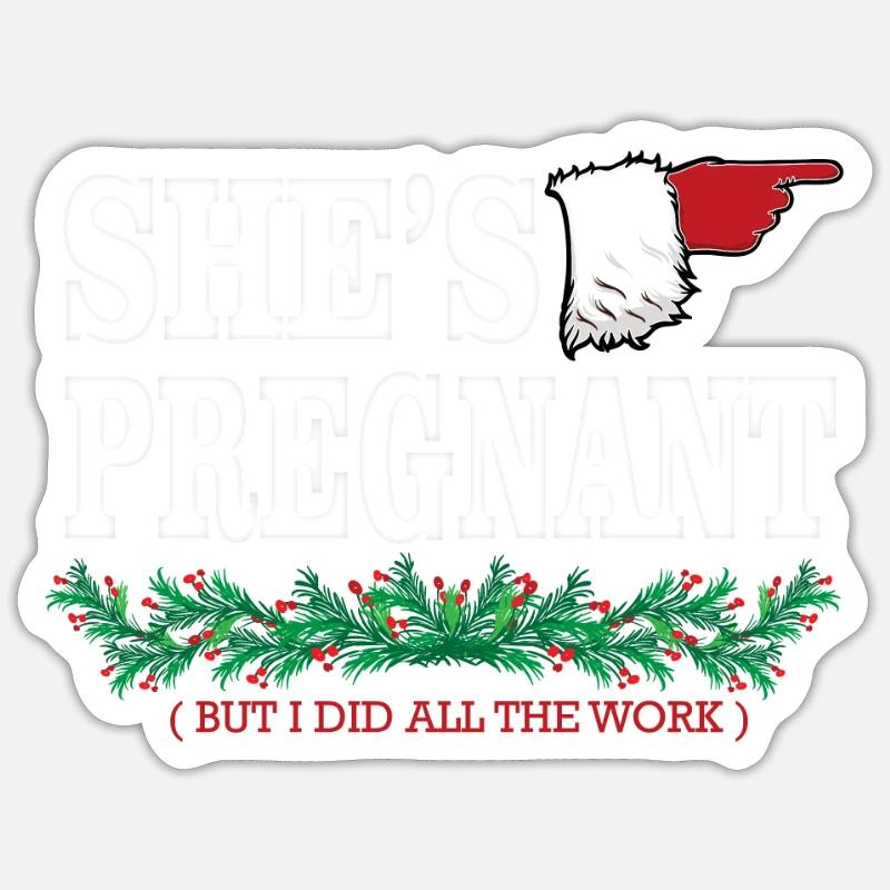 Noël enceinte - Sticker taille S (10 x 10 cm) - blanc mat