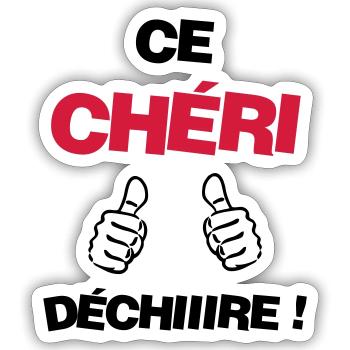 Chéri Love Chérie Amour Femme Mari Valentin - Sticker size S (10 x 10 cm) - white matte - Front