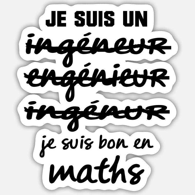 je suis bon en maths - Sticker taille S (10 x 10 cm) - blanc mat
