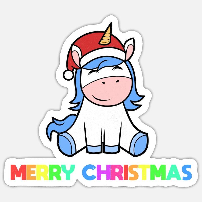 Licorne de Noël Licorne de Noël - Sticker taille S (10 x 10 cm) - blanc mat