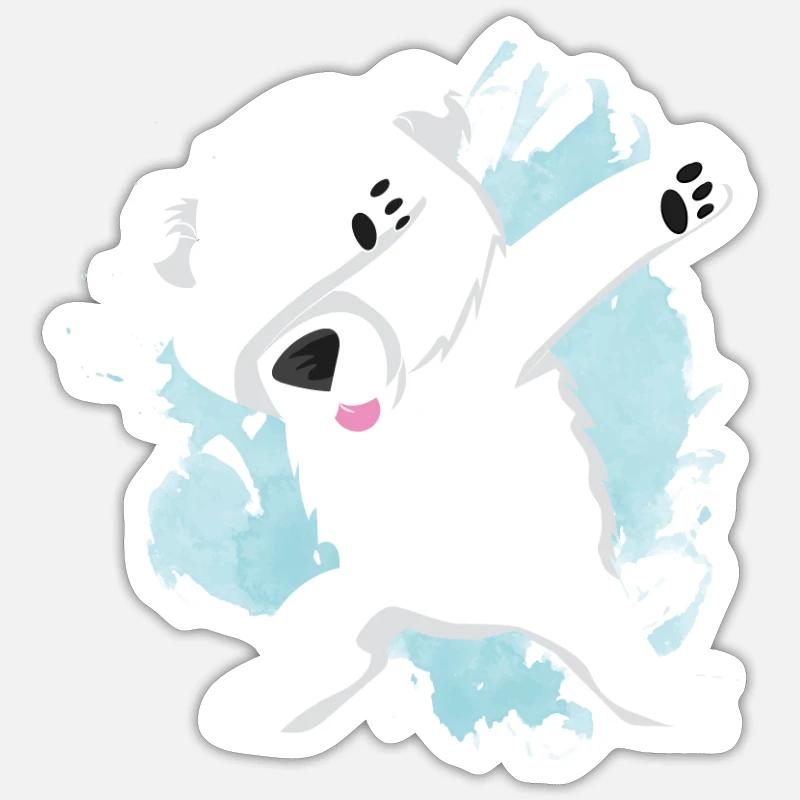 Weihnachten Eisbär Dab Eisbär Dabbing - Sticker Größe S (10 x 10 cm) - Mattweiß