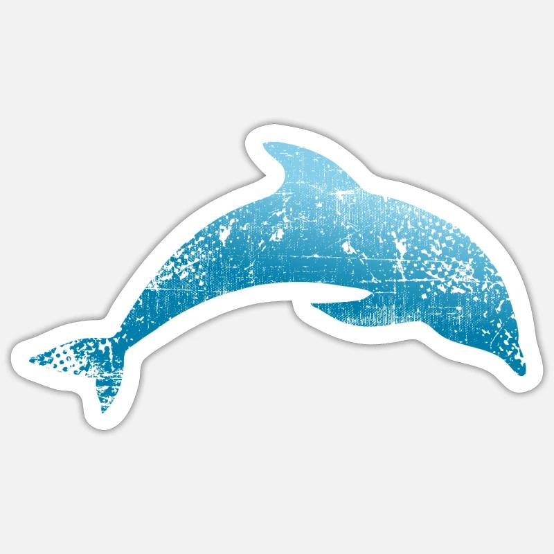 dauphin - Sticker taille S (10 x 10 cm) - blanc mat