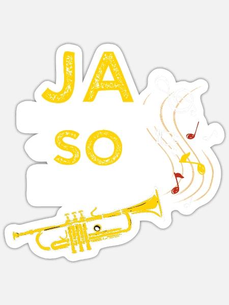 Blasinstrument - Ja das muss so laut - Sticker Größe S (10 x 10 cm) - Mattweiß