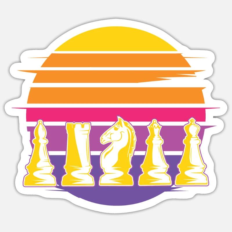 Chess Chess Chessplayer Retro character Sticker size S (10 x 10 cm)
