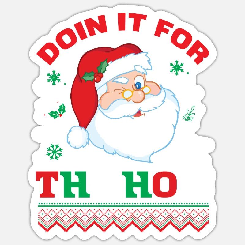 Weihnachtspulli Ugly Christmas Ho Ho Ho Geschenk - Sticker Größe S (10 x 10 cm) - Mattweiß