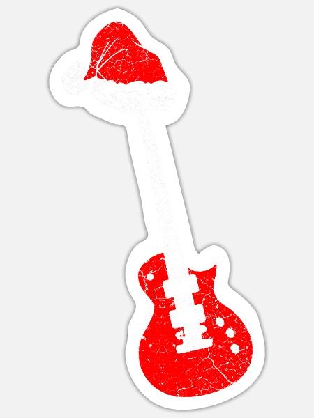 Weihnachten Musiker Gitarre Weihnachtsmann - Sticker Größe S (10 x 10 cm) - Mattweiß