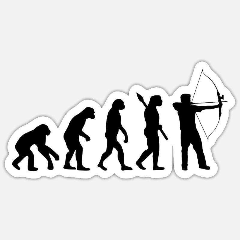 Evolution Schütze Bogenschießen Pfeil und Bogen Sticker Größe S (10 x 10 cm)