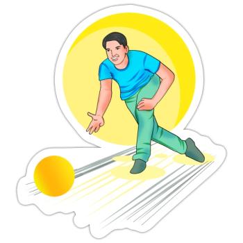 Bowling - Bowler - Sticker Größe S (10 x 10 cm) - Mattweiß - Vorne