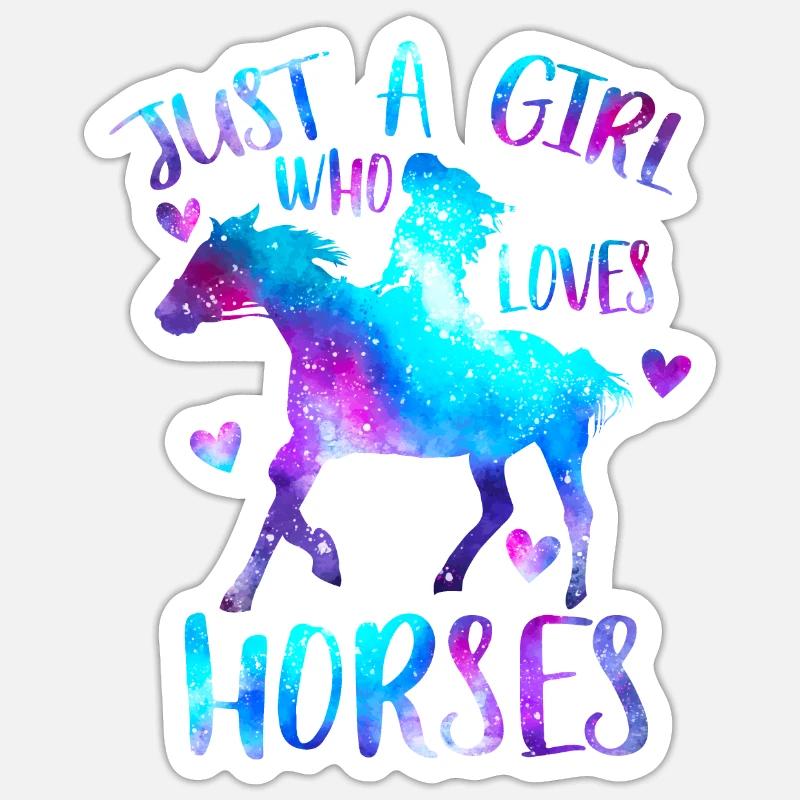 Nur ein Mädchen, das Westernpferde liebt - Sticker Größe S (10 x 10 cm) - Mattweiß