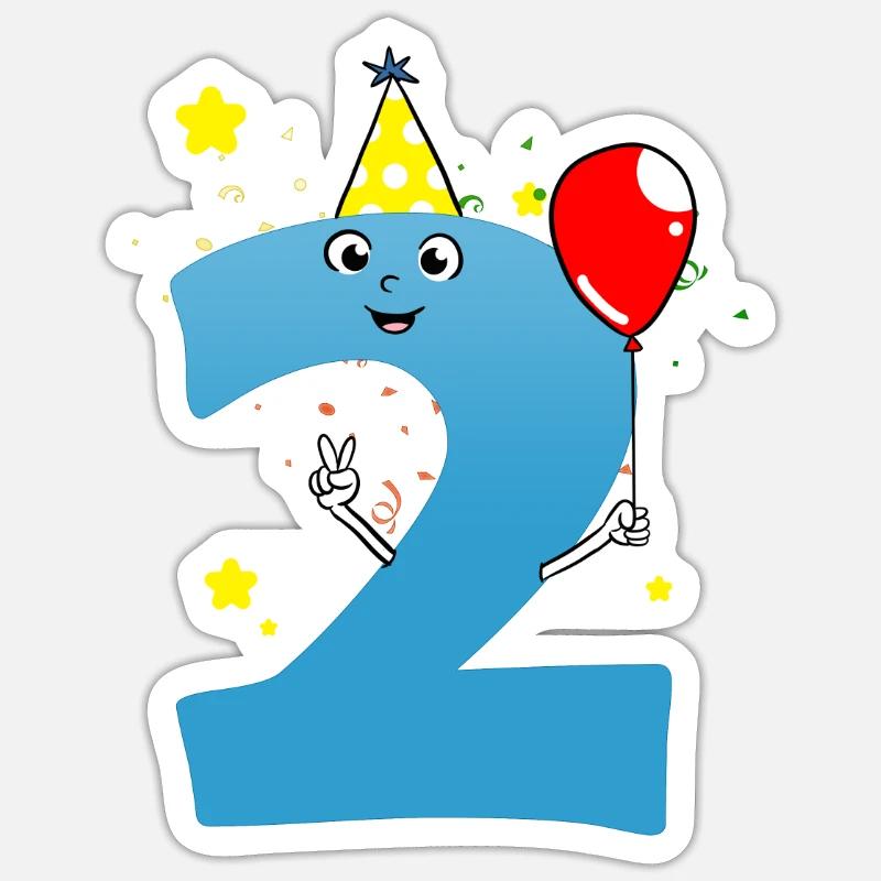 Anniversaire garçon 2 ans - Sticker taille S (10 x 10 cm) - blanc mat