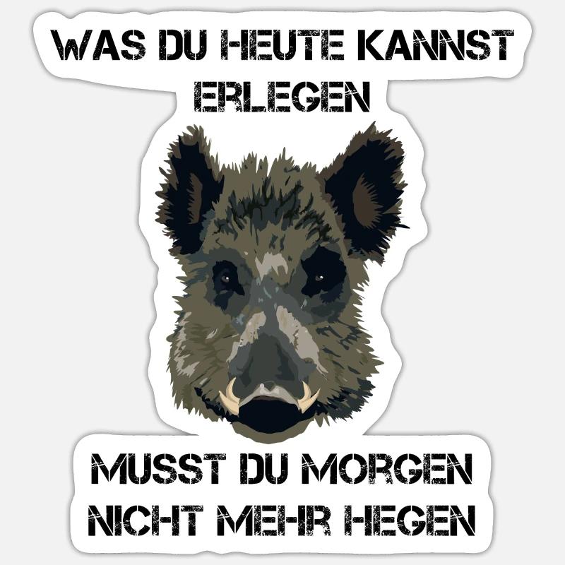 Jäger Wildschwein Jagd Geschenkidee - Sticker Größe S (10 x 10 cm) - Mattweiß
