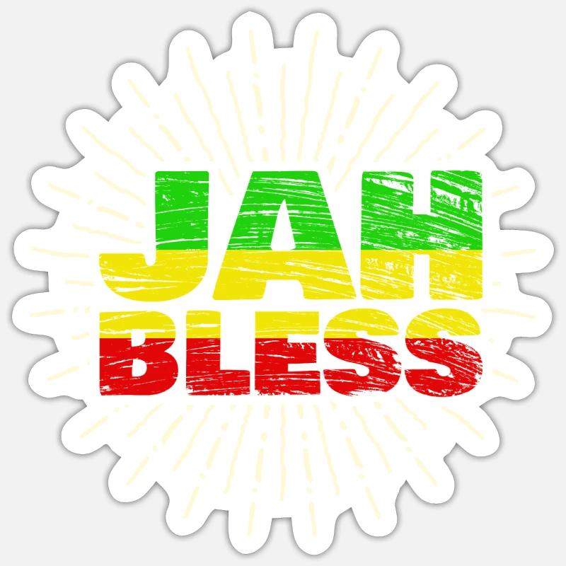 jah bless jaimca - Sticker taille S (10 x 10 cm) - blanc mat