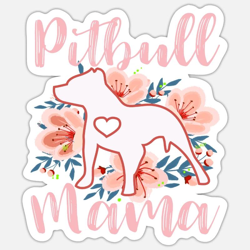 Pitbull Maman - Sticker taille S (10 x 10 cm) - blanc mat