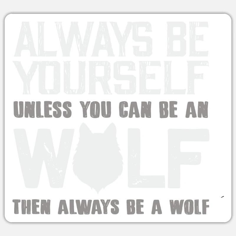 Wolf - Sticker taille S (10 x 10 cm) - blanc mat