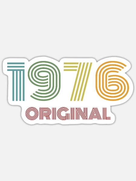 1976 Original Vintage Jahrgang '76 Geburtstag 70er - Sticker Größe S (10 x 10 cm) - Mattweiß