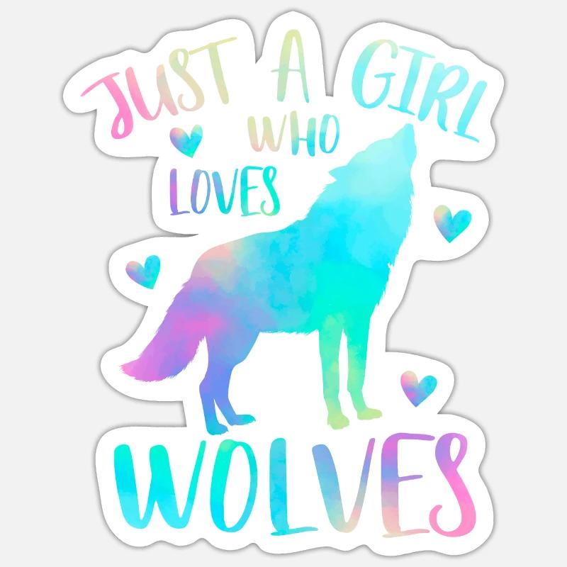 Nur ein Mädchen, das Wölfe liebt - Wolf Sticker Größe S (10 x 10 cm)