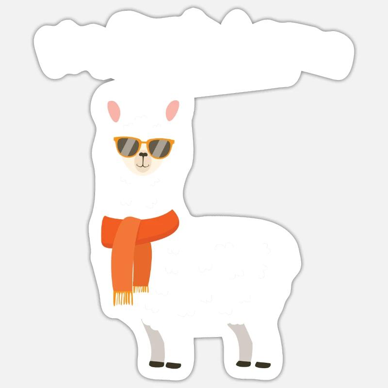 Aucun prob lama - Sticker taille S (10 x 10 cm) - blanc mat