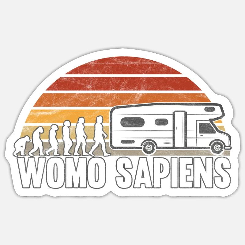 Womo Sapiens Wohnmobil Evolution - Sticker Größe S (10 x 10 cm) - Mattweiß