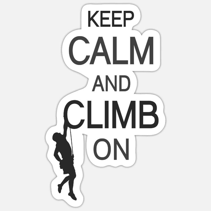 Keep Calm And Climb On bw - Sticker taille S (10 x 10 cm) - blanc mat