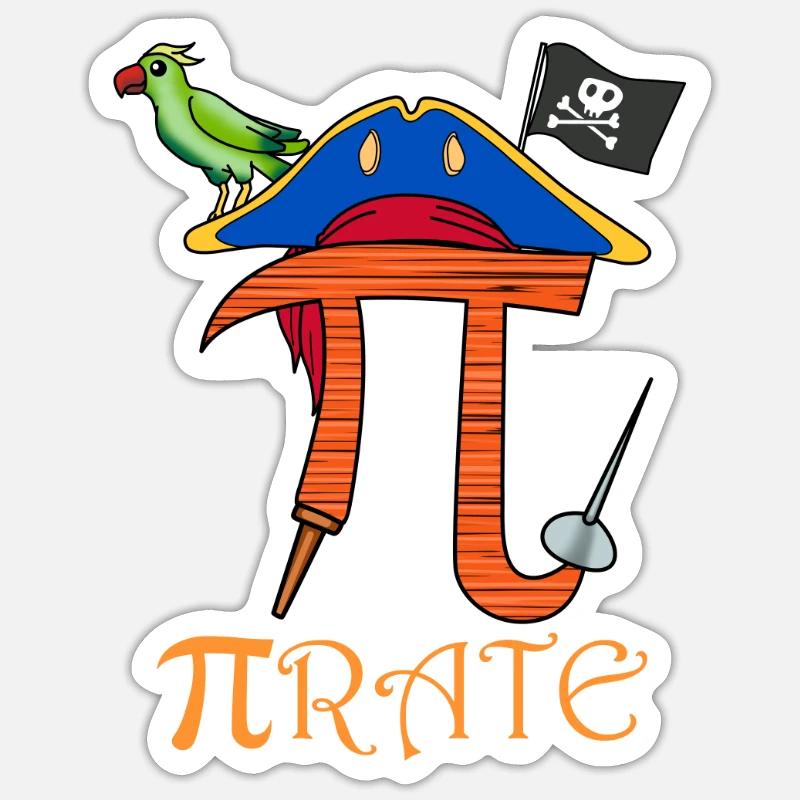 Pirate Math Pi Day Math Algèbre Education - Sticker taille S (10 x 10 cm) - blanc mat