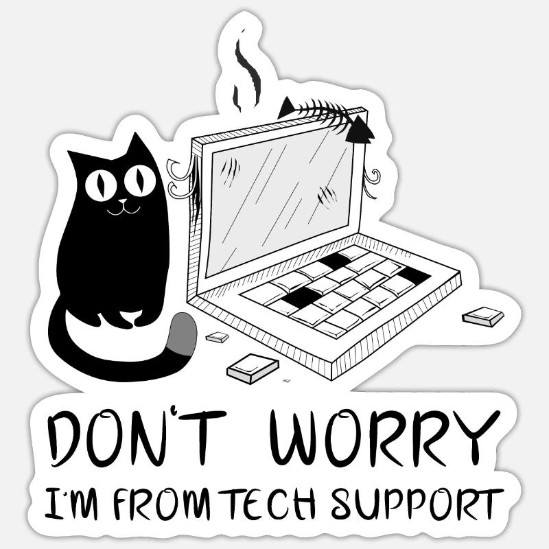 Support technique PC drôle - Sticker taille S (10 x 10 cm) - blanc mat