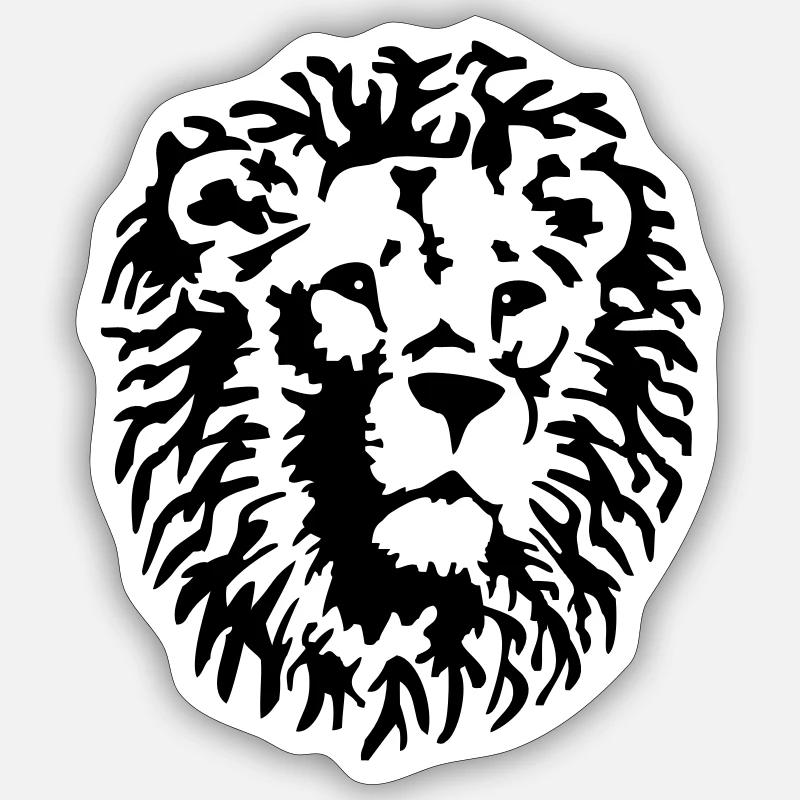 lion - Sticker taille S (10 x 10 cm) - blanc mat
