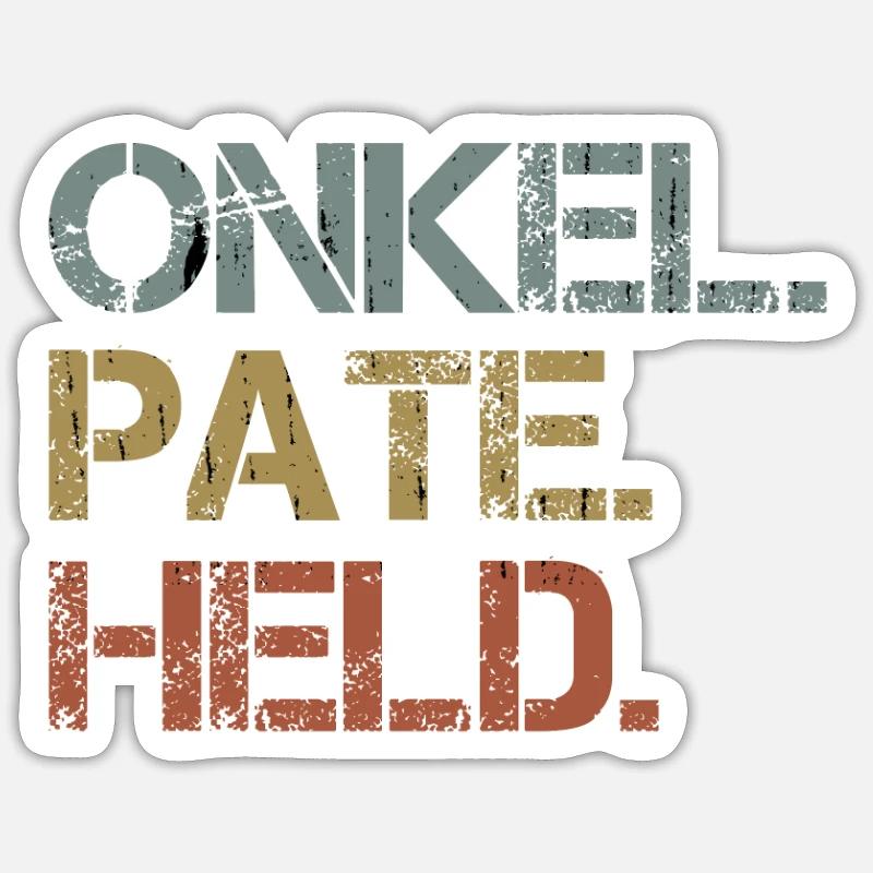 Onkel Pate Held für Taufpate Geschenk - Sticker Größe S (10 x 10 cm) - Mattweiß