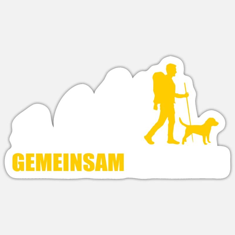 Hund Wandern Evolution - Sticker Größe S (10 x 10 cm) - Mattweiß
