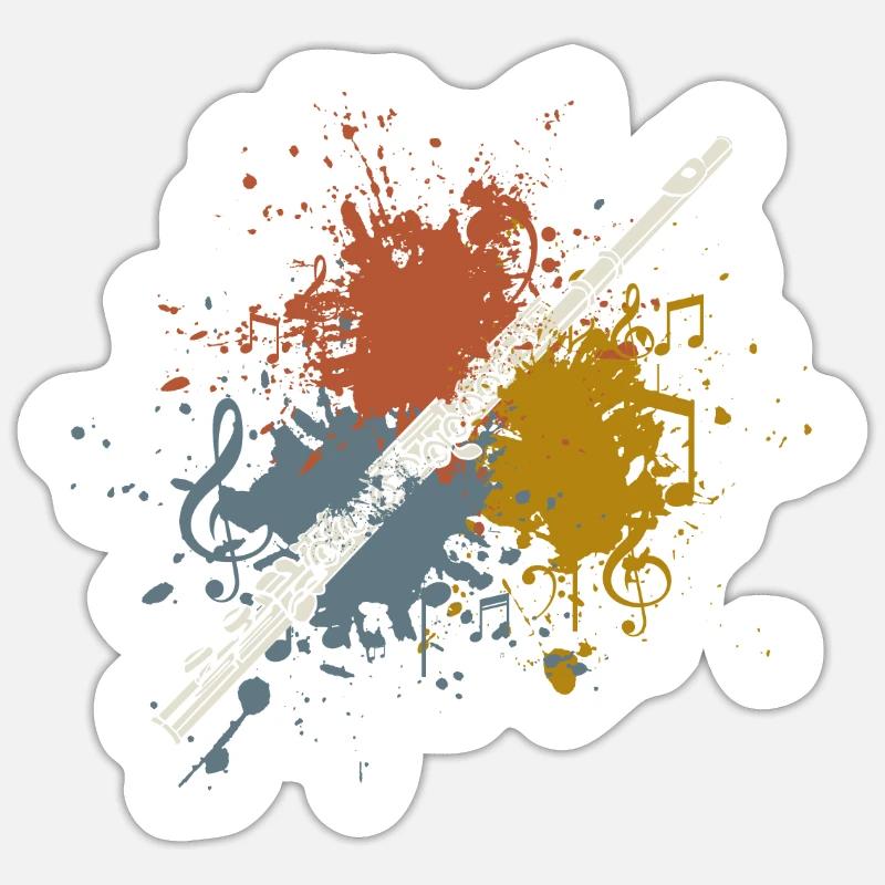 Querflöte retro - Sticker Größe S (10 x 10 cm) - Mattweiß