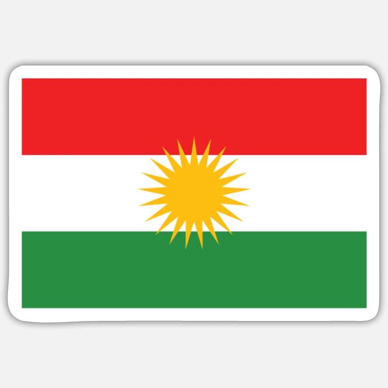 Drapeau du Kurdistan drapeau kurde YPG Kurde Afrin - Sticker taille S (10 x 10 cm) - blanc mat