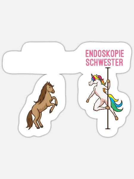 Krankenschwester Endoskopie Einhorn - Sticker Größe S (10 x 10 cm) - Mattweiß