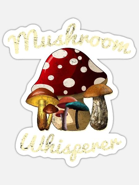 Pilz-Flüsterer-Blüte wachsen Giftpilz-Form-Geschenk - Sticker Größe S (10 x 10 cm) - Mattweiß