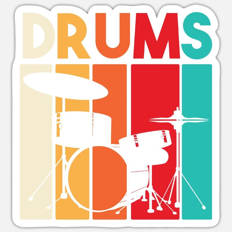 Cadeau de batteur - Sticker taille S (10 x 10 cm) - blanc mat