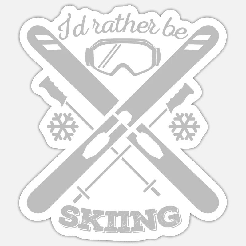 I'd rather go skiing - Sticker size S (10 x 10 cm) - white matte