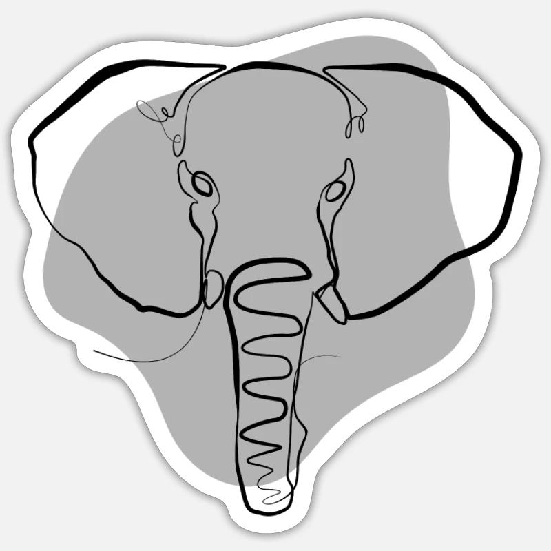 Elephant one line drawing - Sticker size S (10 x 10 cm) - white matte