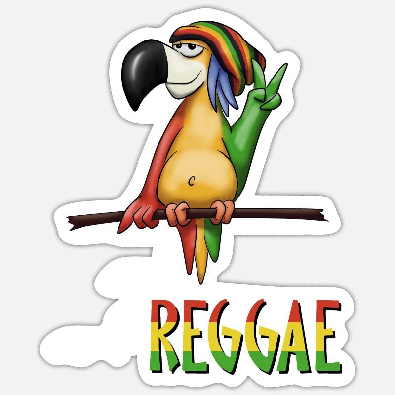Net on-REGGAE chilled Rastafari parrot Rasta - Sticker size S (10 x 10 cm) - white matte